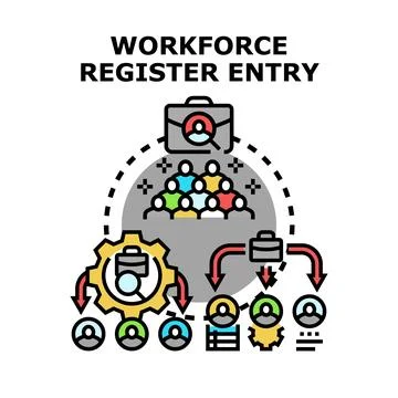 Workforce register entry process streamlining management Stock Illustration