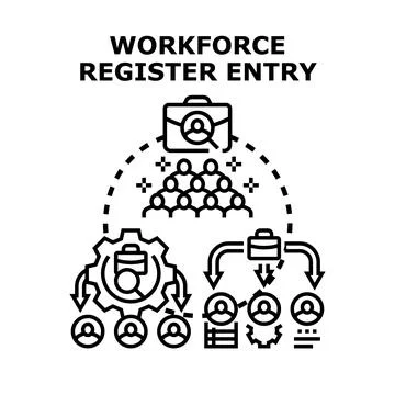 Workforce register entry process streamlining management Stock Illustration