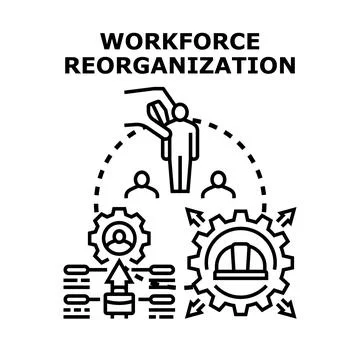 Workforce reorganization strategy optimizing business structure Stock Illustration