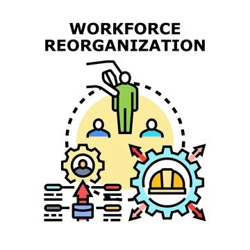 Workforce reorganization strategy optimizing business structure Stock Illustration