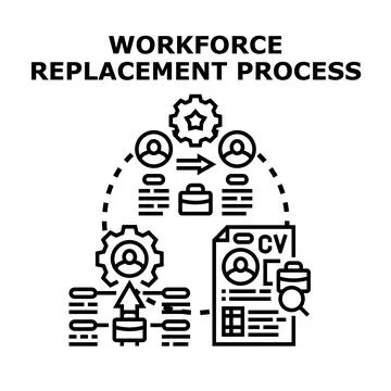 Workforce replacement process for new employment and recruitment Stock Illustration