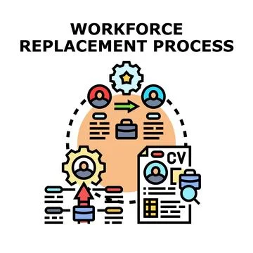 Workforce replacement process for new employment and recruitment Stock Illustration