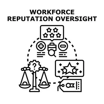 Workforce reputation oversight strategy for business evaluation Stock Illustration