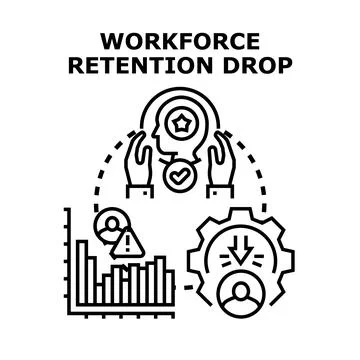 Workforce retention drop management concept illustration Stock Illustration