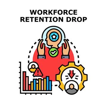 Workforce retention drop management concept illustration Stock Illustration