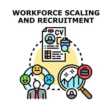 Workforce scaling and recruitment optimizing human resources strategy Stock Illustration