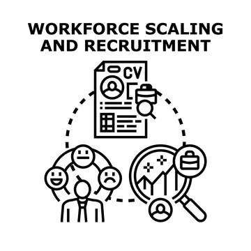 Workforce scaling and recruitment optimizing human resources strategy Stock Illustration