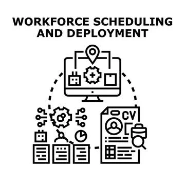Workforce scheduling and deployment concept planning Stock Illustration