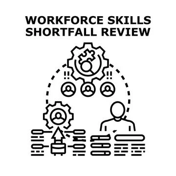 Workforce skill analysis reviewing human resources development process Stock Illustration