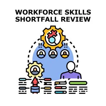 Workforce skill analysis reviewing human resources development process Stock Illustration