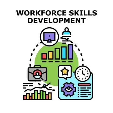 Workforce skill development planning future career growth Stock Illustration