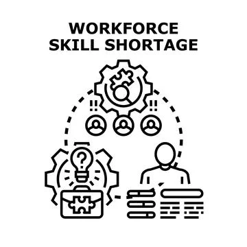 Workforce skill shortage finding talent hiring challenge Stock Illustration