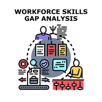 Workforce skills gap analysis digital illustration Stock Illustration