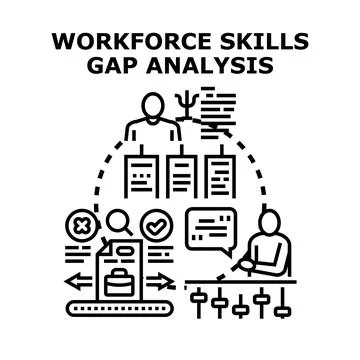 Workforce skills gap analysis digital illustration Stock Illustration