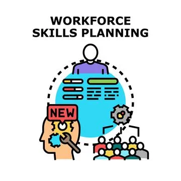Workforce skills planning concept developing human abilities Stock Illustration