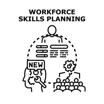 Workforce skills planning concept developing human abilities Stock Illustration