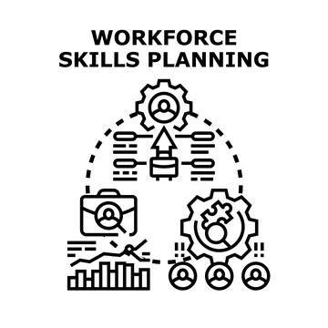 Workforce skills planning process developing employee potential Stock Illustration