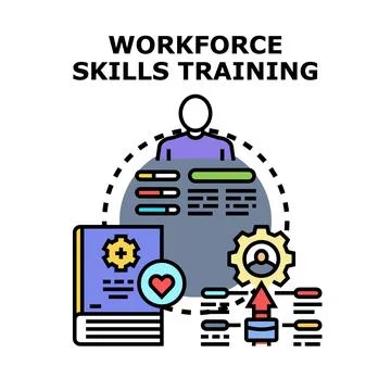 Workforce skills training improving employee career growth イラスト素材