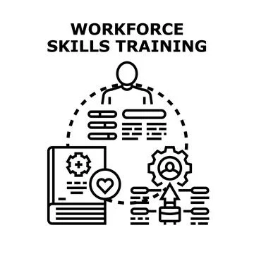 Workforce skills training improving employee career growth Stock Illustration