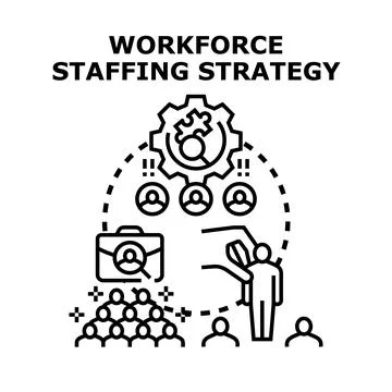 Workforce staffing strategy planning for business personnel Stock Illustration