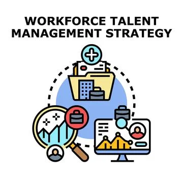 Workforce talent management strategy achieving employee growth Stock Illustration