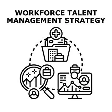 Workforce talent management strategy achieving employee growth Stock Illustration