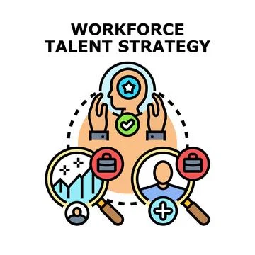 Workforce talent strategy developing growth and recruitment Stock Illustration