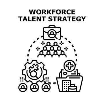Workforce talent strategy development process connecting employees Stock Illustration