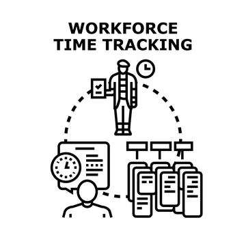 Workforce time tracking and attendance management concept Stock Illustration
