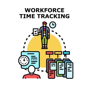 Workforce time tracking and attendance management concept Stock Illustration