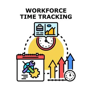 Workforce time tracking and productivity management system Stock Illustration