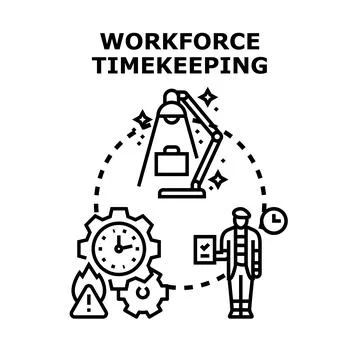 Workforce timekeeping concept with productivity and organization Stock Illustration