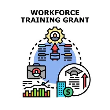 Workforce training grant funding development concept illustration Stock Illustration