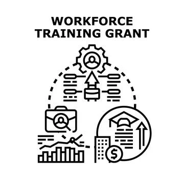Workforce training grant funding development concept illustration Stock Illustration