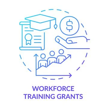 Workforce training grants blue gradient concept icon Stock Illustration