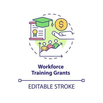 Workforce training grants concept icon Stock Illustration