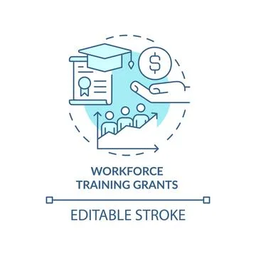 Workforce training grants turquoise concept icon Stock Illustration