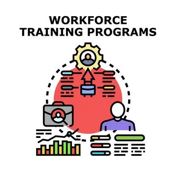 Workforce training programs building employee skills and career development 스톡 일러스트