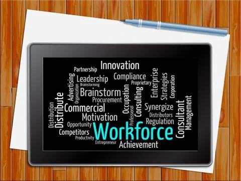 Workforce Word Shows Human Resources 3d Illustration Stockillustratie