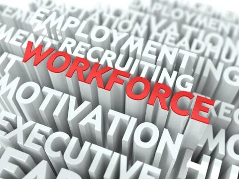 Workforce. Wordcloud Concept. Illustrazione stock
