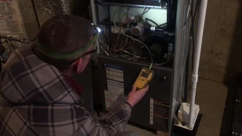 Workgin on Gas Furnace 2 Video stock 85196742