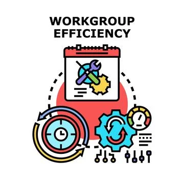 Workgroup efficiency improving task management and team productivity Stock Illustration