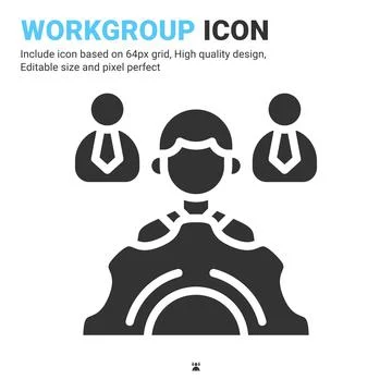 Workgroup icon vector with glyph style isolated on white background Illustrazione stock