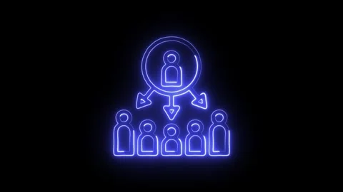 Workgroup Isolated on Black Background Neon Team Collaboration Animation Stock Footage 329117499
