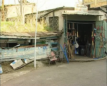 A workhop on the buffer Zone, green line, Nicosia, Cyprus Stock-Footage 21367206
