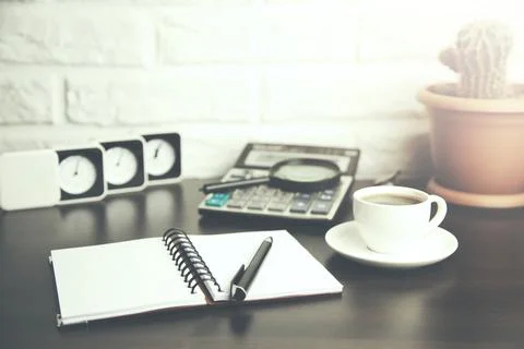 Workiing  wooden table Stock Photos