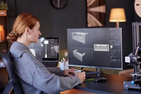 Working on 3D Design Project in Modern Office 写真素材