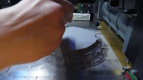 Working 3d printer. 3d printer mechanism working yelement design of the device Stock Footage