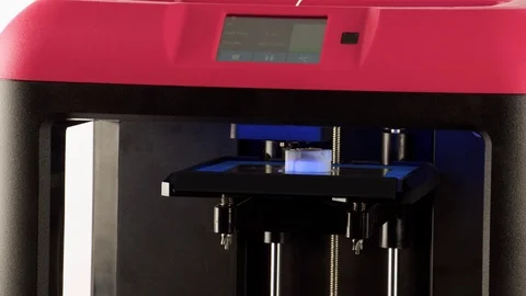 Working 3D printer close up 4k video. Printing three dimensional model Stock Footage 70674034