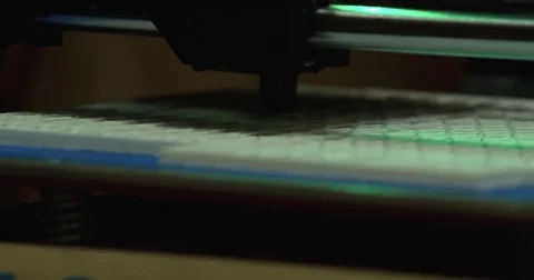 Working 3D printer extreme close up 4k video. Process printing model: extruder Stock Footage 70673682
